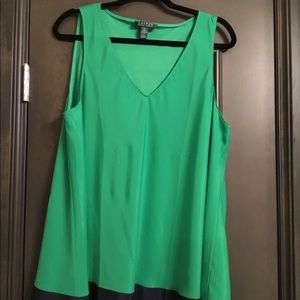 Green v neck blouse